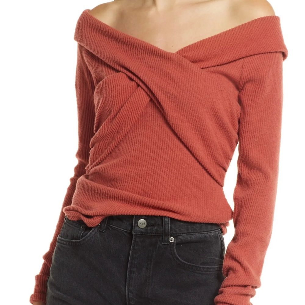 Free People Marley Off-Shoulder Long Sleeve Knit Top